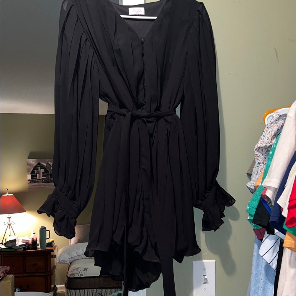 Pink Lily Black Long Sleeve Romper